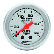 Load image into Gallery viewer, Autometer Ultra-Lite 52mm 0-100 PSI Mechanical Fuel Pressure Gauge