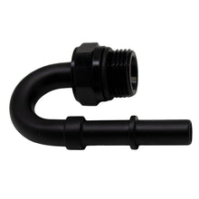 Load image into Gallery viewer, DeatschWerks 8AN ORB Male to 3/8in Male EFI Quick Connect Adapter 180-Degree - Anodized Matte Black