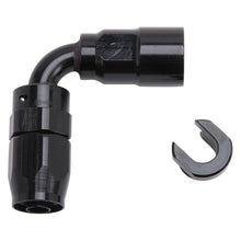 Load image into Gallery viewer, Russell Performance 3/8in SAE Quick Disc Female to -6 Hose Black 90 Degree Hose End