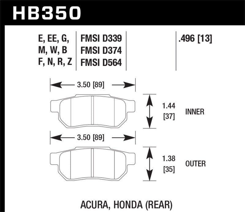 Hawk 90-01 Acura Integra (excl Type R) / 98-00 Civic Coupe Si HP+ Street Rear Brake Pads