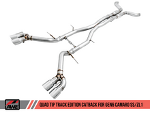 Load image into Gallery viewer, AWE Tuning 16-19 Chevy Camaro SS Non-Res Cat-Back Exhaust - Track Edition (Quad Chrome Silver Tips)