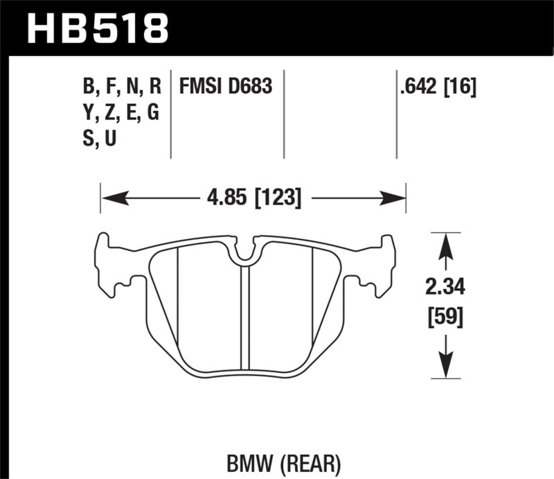 Hawk BMW 3/5/7Series/M3/M5/X3/X5/Z4/Z8 / Land Rover Range Rover DTC-60 Race Rear Brake Pads