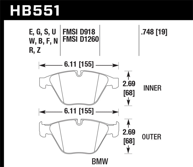 Hawk 2011 BMW 1-Series M HPS 5.0 Front Brake Pads