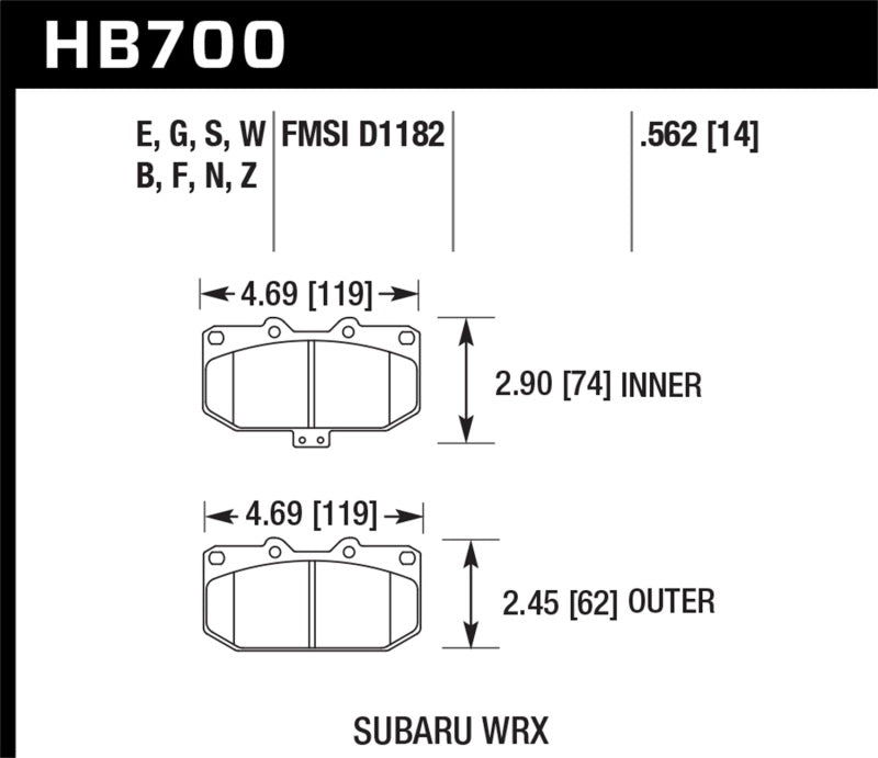 Hawk 2006-2007 Subaru Impreza WRX HPS 5.0 Front Brake Pads