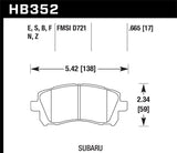 Hawk 1998-2/2002 Subaru Forester L (w/Rear Drum Brakes) High Perf. Street 5.0 Front Brake Pads