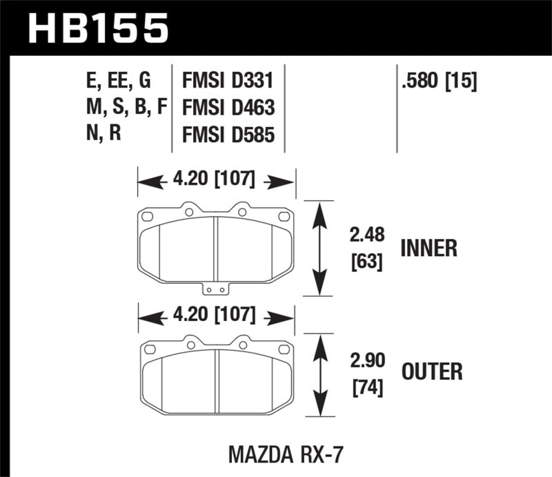 Hawk 93-95 Mazda RX-7 HPS Street Front Brake Pads