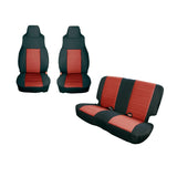 Rugged Ridge Seat Cover Kit Black/Red 91-95 Jeep Wrangler YJ