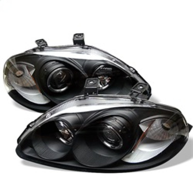 Spyder Honda Civic 96-98 Projector Headlights LED Halo Amber Reflctr Blk PRO-YD-HC96-AM-BK