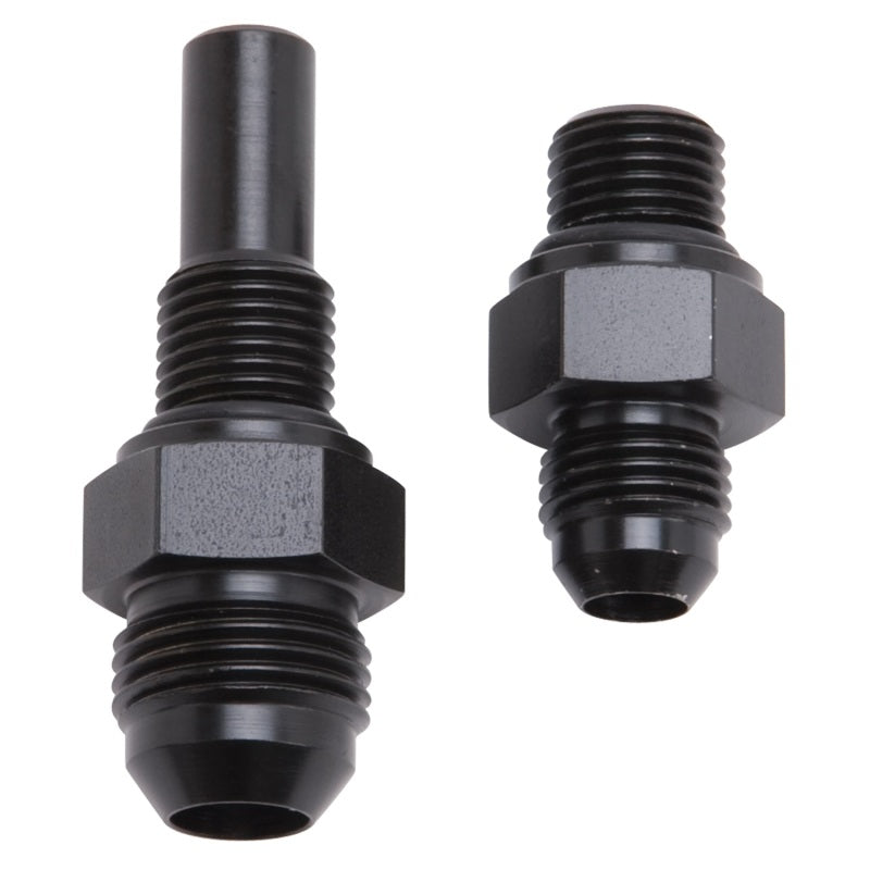 Russell Performance -6 AN to 4L80 Transmission Ports Adapter Fittings (Qty 2) - Black Zinc