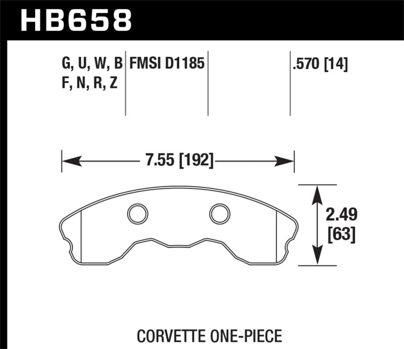 Hawk 06-10 Chevy Corvette (Improved Pad Design) Front HP+ Sreet Brake Pads