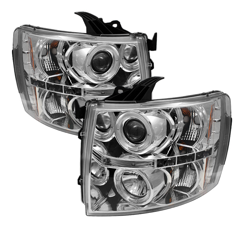 Spyder Chevy Silverado 1500 07-13 Projector Headlights LED Halo LED Chrm PRO-YD-CS07-HL-C