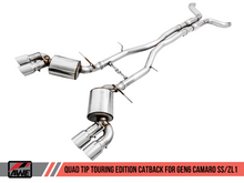 Load image into Gallery viewer, AWE Tuning 16-19 Chevy Camaro SS Non-Res Cat-Back Exhaust -Touring Edition (Quad Chrome Silver Tips)