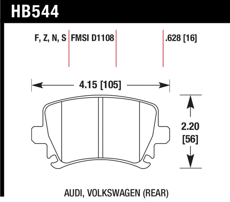 Hawk 2006-2009 Audi A3 TFSIi Quattro 2.0 HPS 5.0 Rear Brake Pads