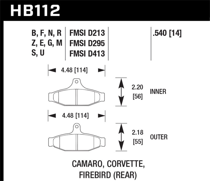 Hawk 84-96 Corvette /88.5-97 Pontiac Firebird HPS Street Rear Brake Pad