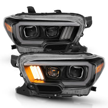 Load image into Gallery viewer, ANZO 2016-2017 Toyota Tacoma Projector Headlights w/ Plank Style Design Black/Amber w/ DRL