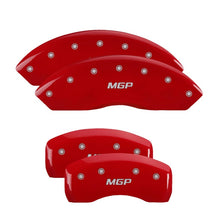 Load image into Gallery viewer, MGP 4 Caliper Covers Engraved Front Lincoln Engraved Rear MKZ Red finish silver ch