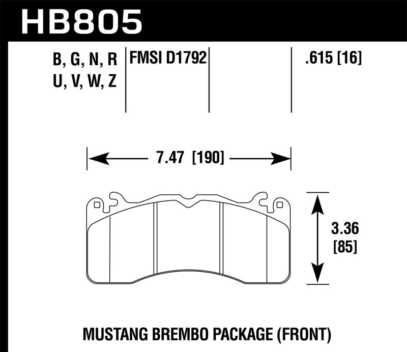 Hawk 15-17 Ford Mustang Brembo Package Performance Ceramic Front Brake Pads