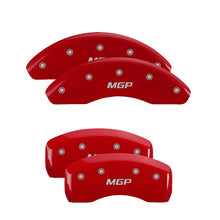 Load image into Gallery viewer, MGP 4 Caliper Covers Engraved Front Gen 5/Camaro Engraved Rear Gen 5/SS Red finish silver ch