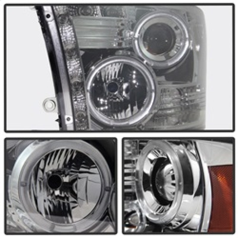 Spyder Dodge Ram 1500 09-14 10-14 Projector Headlights Halogen- LED Halo LED- Smke PRO-YD-DR09-HL-SM