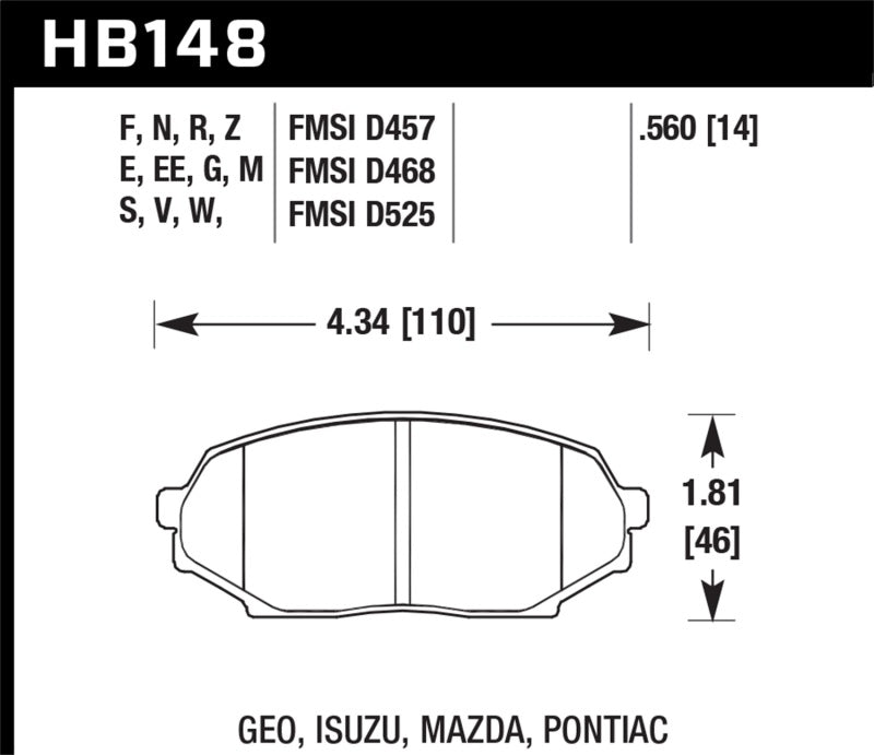 Hawk 89-93 Miata HPS Street Front Brake Pads (D525)