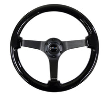 Load image into Gallery viewer, NRG Reinforced Steering Wheel (350mm / 3in. Deep) Black w/Black Chrome Solid 3-Spoke Center