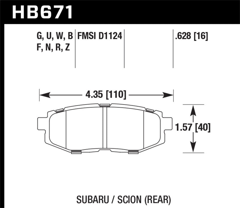 Hawk 11+ Subaru Legacy GT HPS Street Rear Brake Pads