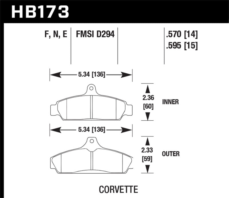 Hawk 84-87 Chevy Corvette 5.7 HPS Street Front Brake Pads