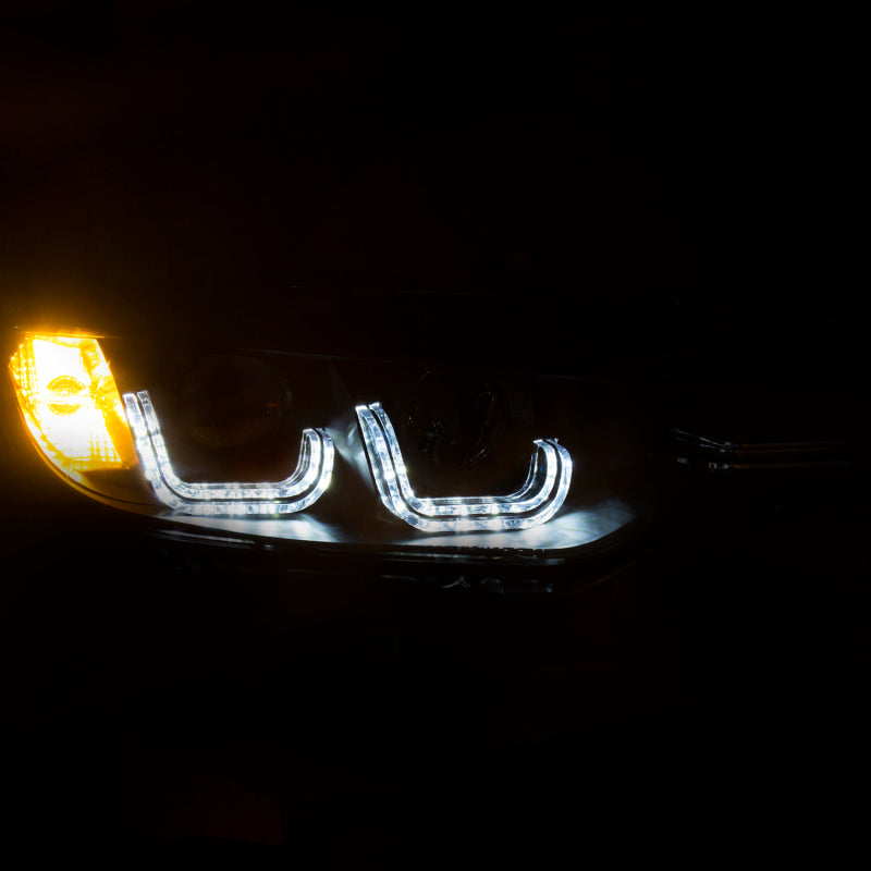 ANZO 2012-2015 BMW 3 Series Projector Headlights w/ U-Bar Black