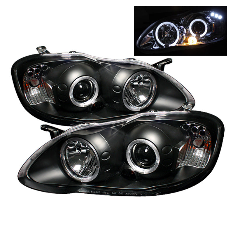 Spyder Toyota Corolla 03-08 Projector Headlights LED Halo- LED Blk - Low H1 PRO-YD-TC03-HL-BK