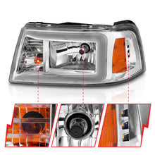 Load image into Gallery viewer, ANZO 2001-2011 Ford Ranger Crystal Headlights w/ Light Bar Chrome Housing