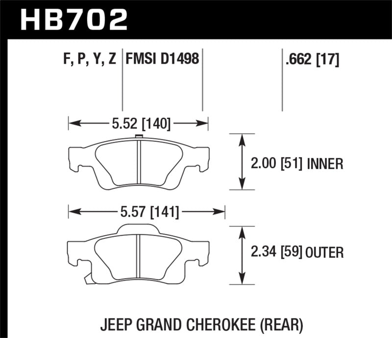 Hawk 11-12 Dodge Durango / 11-12 Jeep Grand Cherokee LTS Rear Street Brake Pads