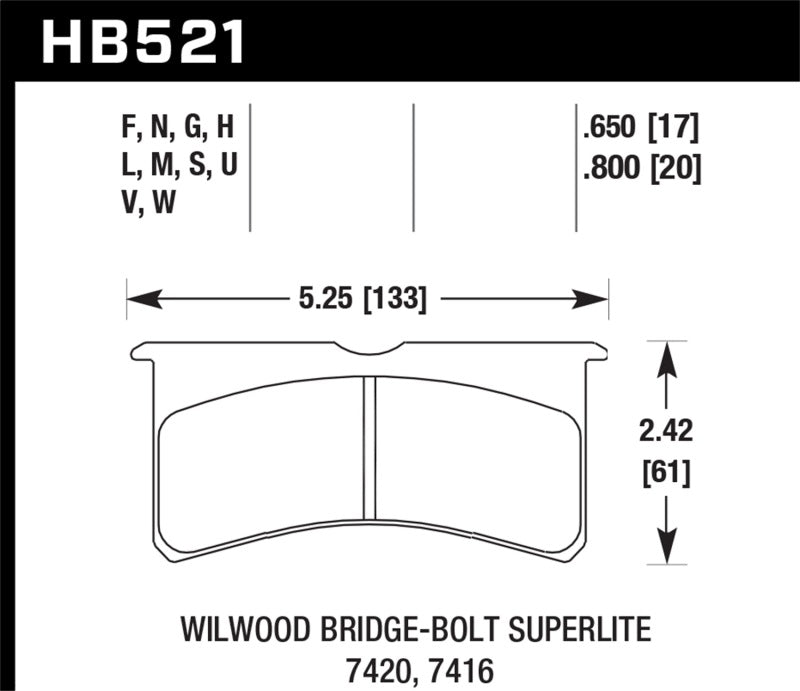 Hawk Wilwood Superlite 4/6 Forged Thin Race DTC-70 Brake Pads