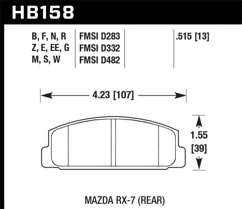 Hawk 2003-2005 Mazda 6 HPS 5.0 Rear Brake Pads