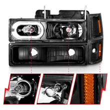 Load image into Gallery viewer, ANZO 88-98 Chevrolet C1500 Crystal Headlights Black Housing w/ Signal and Side Marker Lights