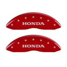 Load image into Gallery viewer, MGP 4 Caliper Covers Engraved Front Honda Engraved Rear H Logo Red finish silver ch