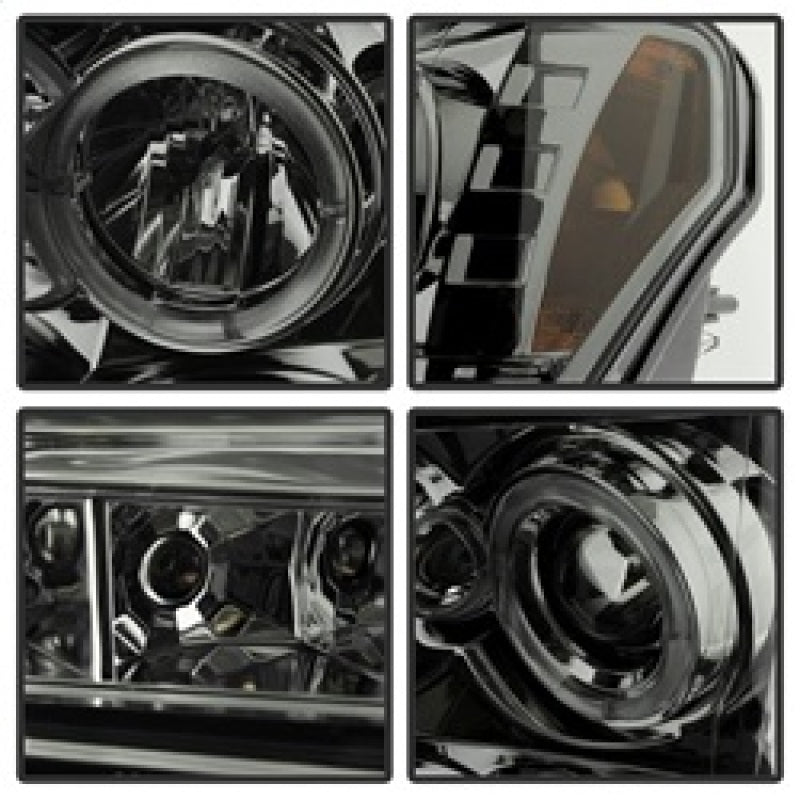Spyder Ford F150 09-14 Projector Headlights Halogen Model- LED Halo LED Smke PRO-YD-FF15009-HL-SM