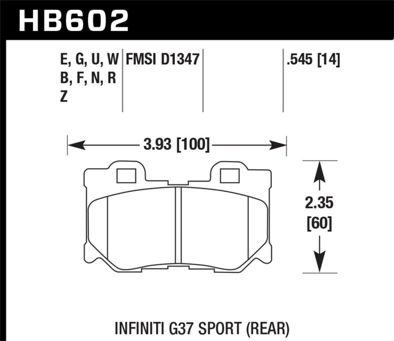 Hawk 10-11 Infiniti FX50 / 09-10 G37 / 09-10 Nissan 370Z DTC-70 Race Rear Brake Pads