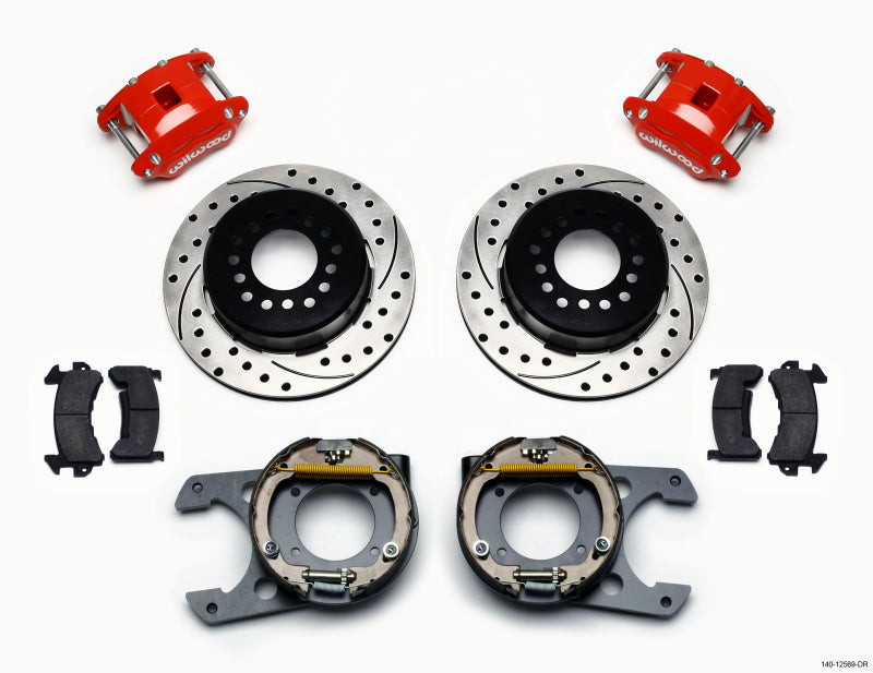 Wilwood D154 P/S P-B Kit Drilled-Red Chevy C-10 2.42 Offset 5-lug