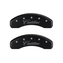 Load image into Gallery viewer, MGP 4 Caliper Covers Engraved Front &amp; Rear Cursive/Cadillac Red finish silver ch