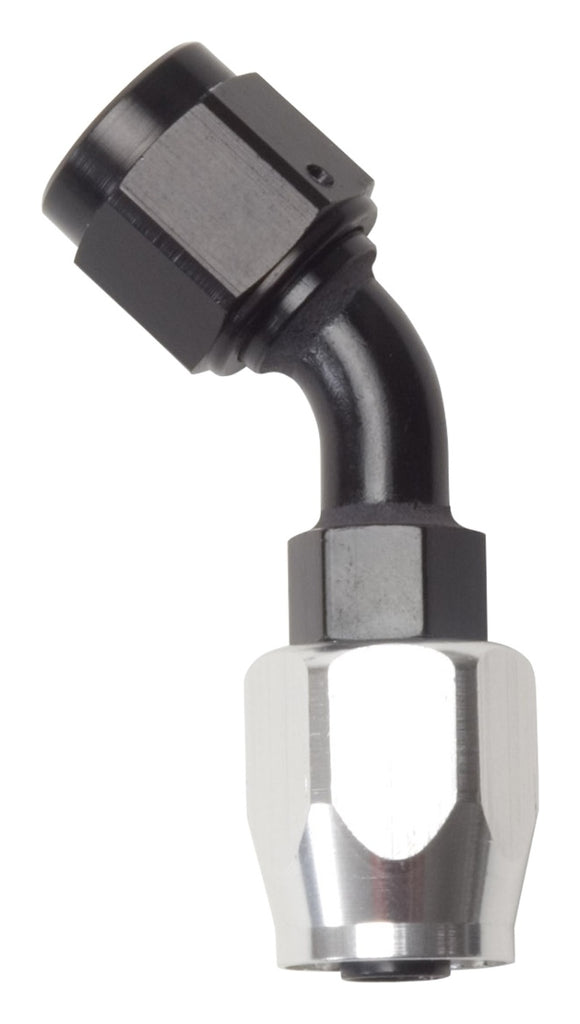 Russell Performance -6 AN Black/Silver 45 Degree Full Flow Hose End