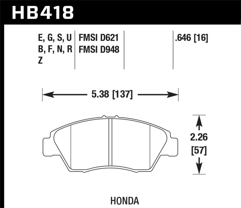 Hawk 2013-2014 Acura ILX (Hybrid) HPS 5.0 Front Brake Pads