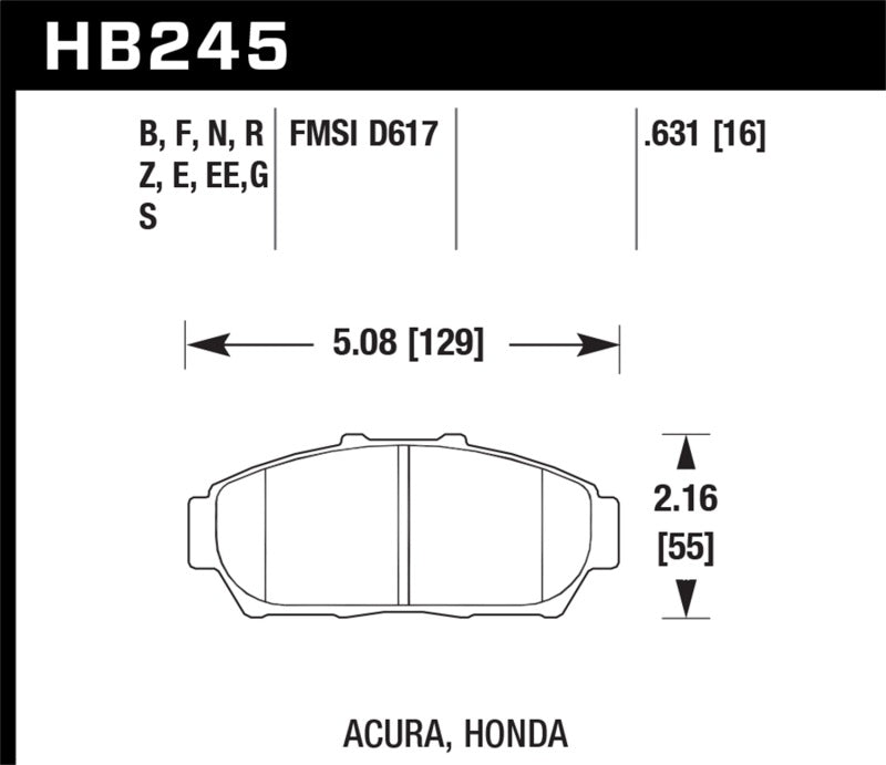 Hawk 1997-2001 Acura Integra GS HPS 5.0 Front Brake Pads