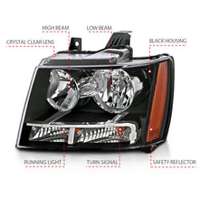 Load image into Gallery viewer, ANZO 2007-2014 Chevrolet Tahoe/Suburban Crystal Headlights Black