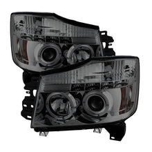 Load image into Gallery viewer, Spyder Nissan Titan 04-14/Armada 04-07 Projector Headlights LED Halo LED Smke PRO-YD-NTI04-HL-SM