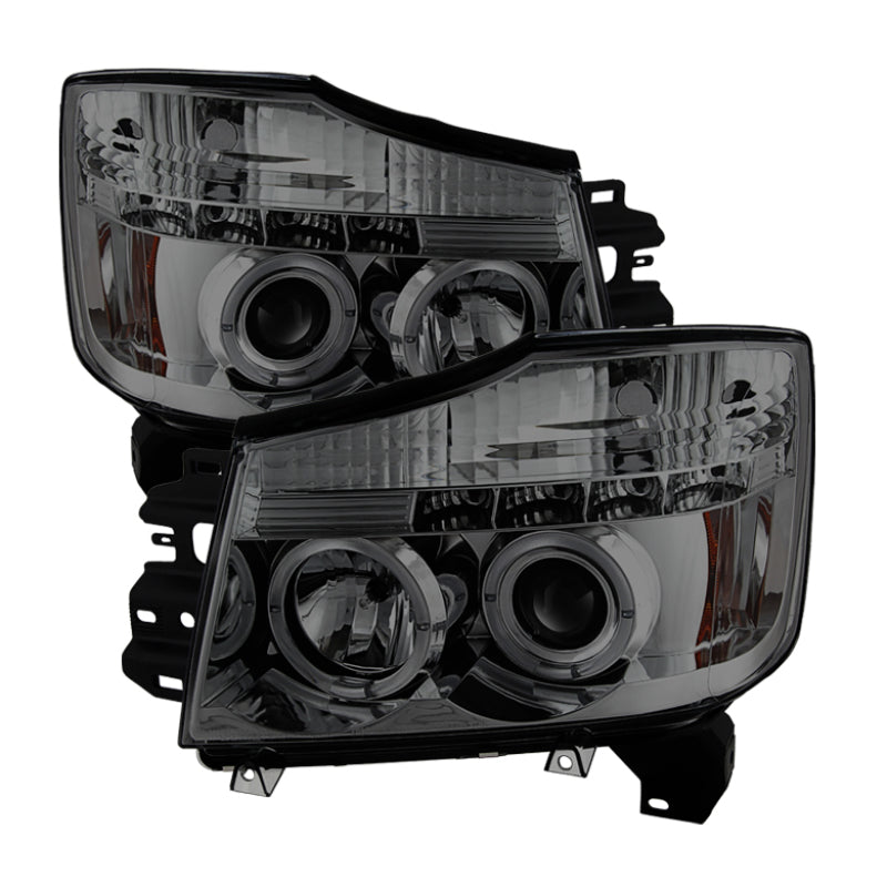 Spyder Nissan Titan 04-14/Armada 04-07 Projector Headlights LED Halo LED Smke PRO-YD-NTI04-HL-SM